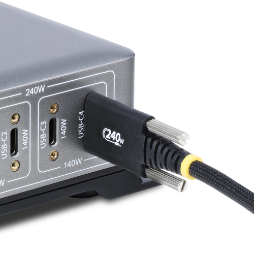 StarTech.com 6.6ft (2m) USB-C Charging Cable, Side Screw Locking, 240W (5A) PD EPR, Dual-Layer Silicone/Braided Jacket, USB 2.0 Laptop Charger Cable, USB-IF Certified, Rugged USB-C Charging Cord