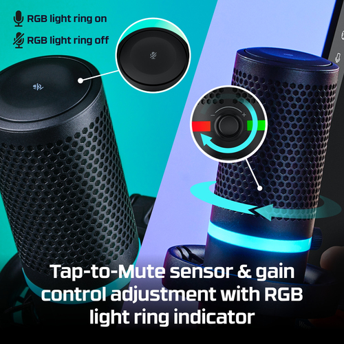 HyperX DuoCast - USB Microphone (Black) - RGB Lighting