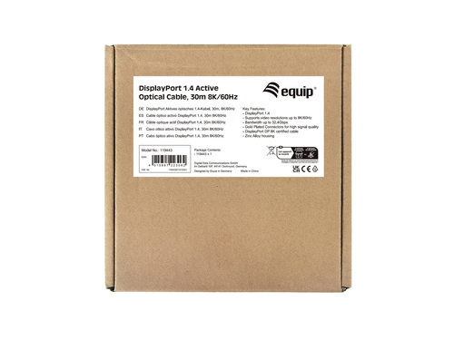 Equip DisplayPort 1.4 Active Optical Cable, 30m, 8K/60Hz