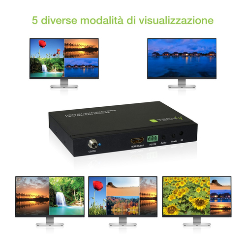 Techly HDMI 4x1 Multi-viewer with seamless switcher