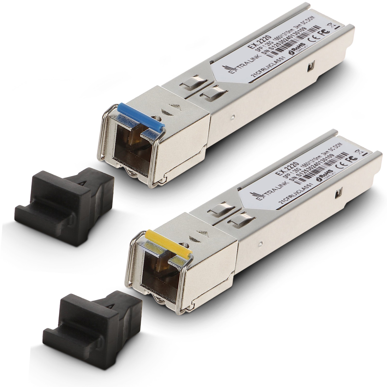 Extralink SFP 1.25G | SFP WDM Module | 1,25Gbps, 1310/1550nm, single mode, 3km, SC, DOM, pair