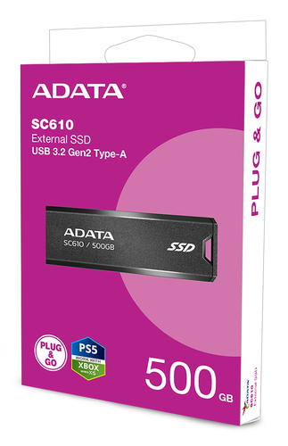 ADATA SC610 500 GB USB Type-A 3.2 Gen 2 (3.1 Gen 2) Black