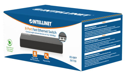 Intellinet 8-Port Fast Ethernet Switch Desktop Size, Plastic, IEEE 802.3az (Energy Efficient Ethernet), Black