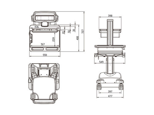 Multibrackets M Universal Workstation Cart NB with Batterypack