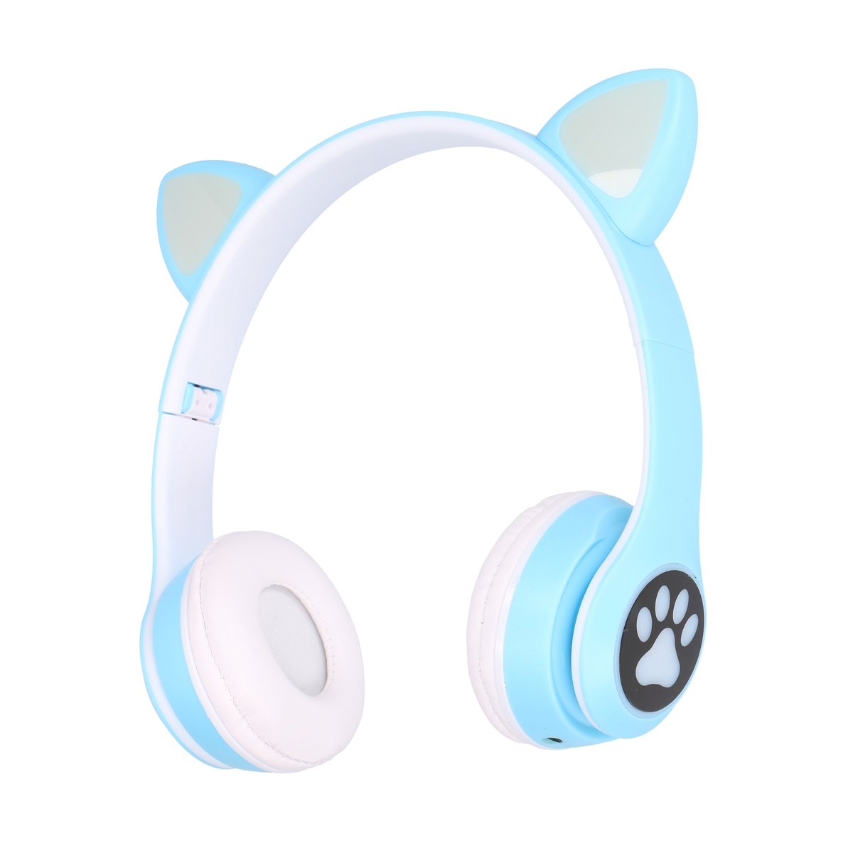 Extralink Kids Cat-Ear Wireless Headphones Blue | Wireless Headphones | Bluetooth 5.0, RGB Lighting