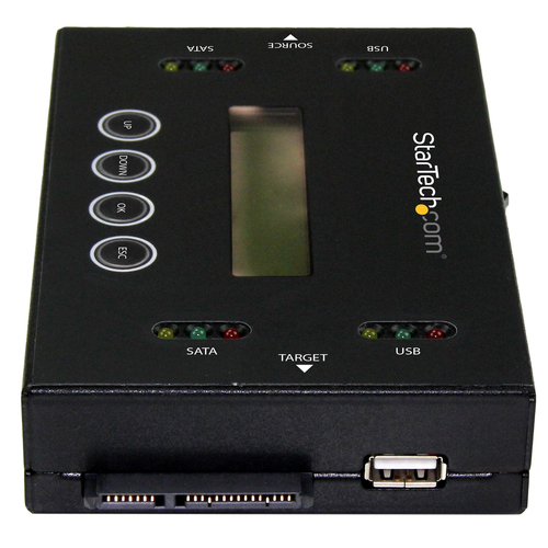 StarTech.com 1:1 Standalone Hard Drive Duplicator & Eraser, USB Thumb Drive and SATA HDD/SSD Disk Cloner & Eraser, LCD display, TAA Compliant, OS Independent