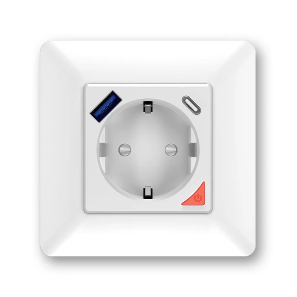 Extralink Smart Life Wall Socket Set Pro | Set: smart socket + frame | Color White, 230V, 1x USB A, 1x USB C, WiFi, Tuya