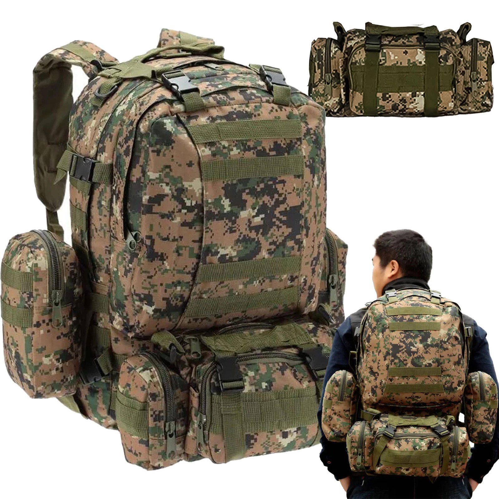 Extralink Military Backpack Tactical 4-in-1 School Travel Survival Bag 50L MIL-668