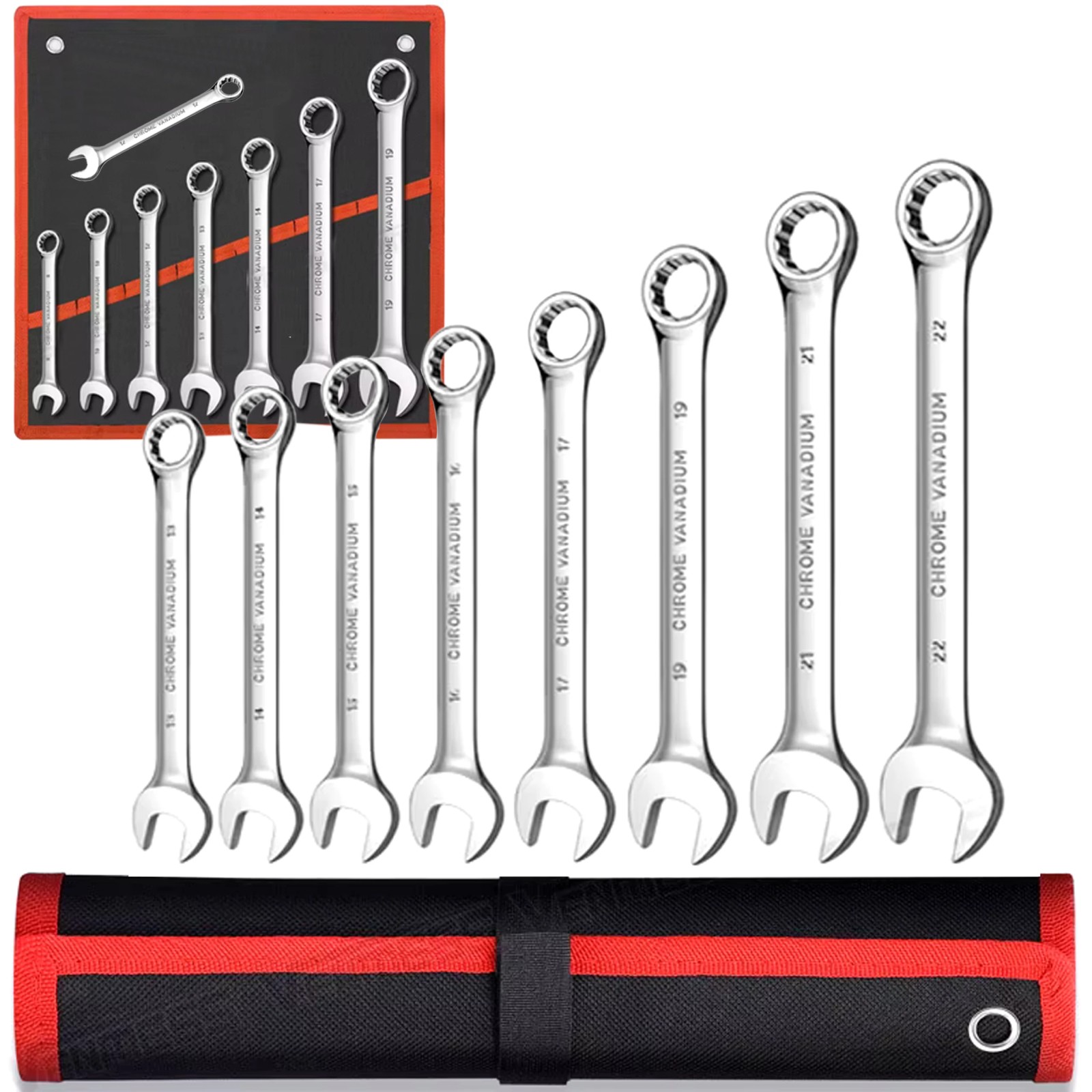 Extralink Flat and Ring Wrench Set, 8 pcs. Open-End and Box End Wrenches Case 8-22 mm