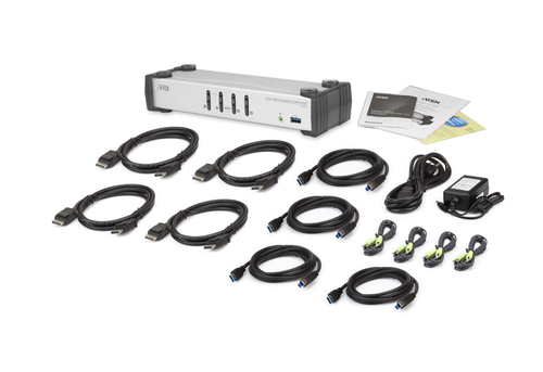 ATEN 4-Port USB 3.1 Gen 1 DisplayPort 1.1 KVMP™ Switch with Speaker (KVM cables included)