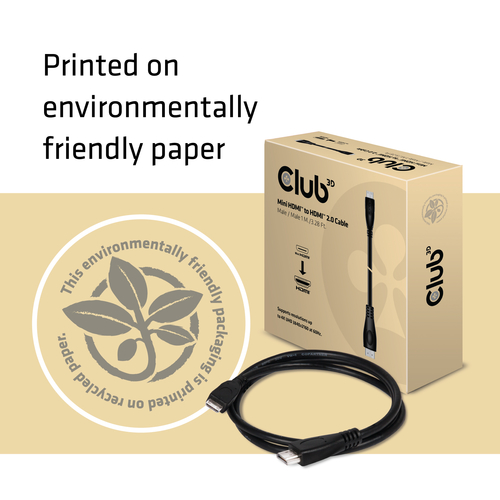 CLUB3D Mini HDMI™ to HDMI™ 2.0 4K60Hz Cable 1M / 3.28Ft