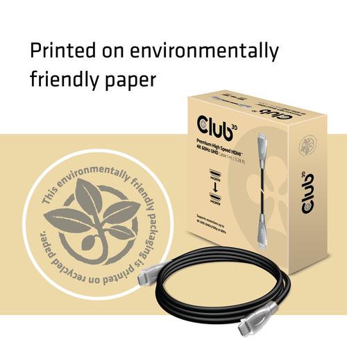 CLUB3D Premium High Speed HDMI™ 2.0 4K60Hz UHD Cable 1 m/ 3.28 ft