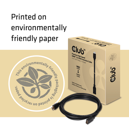 CLUB3D High Speed HDMI™ 2.0 4K60Hz Extension Cable 3m/ 9.8ft Male/Female