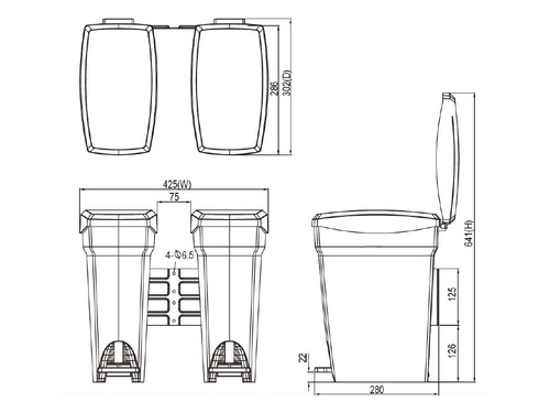 Multibrackets M Workstation Cart Recycle Bin