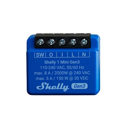 Shelly Plus 1 Mini Gen3 WLAN relæ Blå