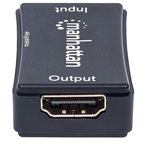 Manhattan HDMI Repeater, 4K@60Hz, Active, Boosts HDMI Signal up to 40m, Black, Three Year Warranty