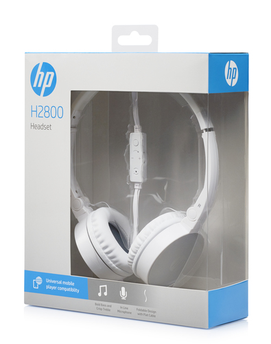 HP H2800 Headset Wired Head-band Calls/Music Silver, White