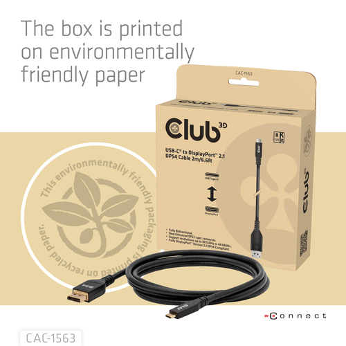 CLUB3D CAC-1563 video cable adapter 2 m USB Type-C DisplayPort Black