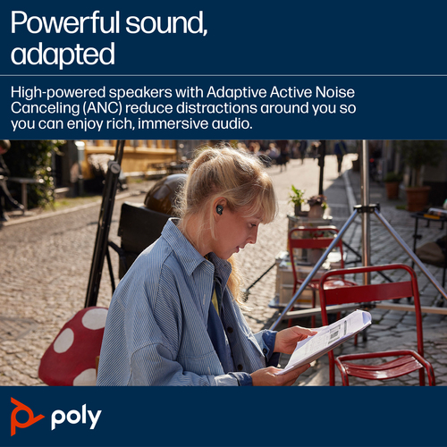 HP Poly Voyager Free 20 Black Earbuds +Basic Charge Case