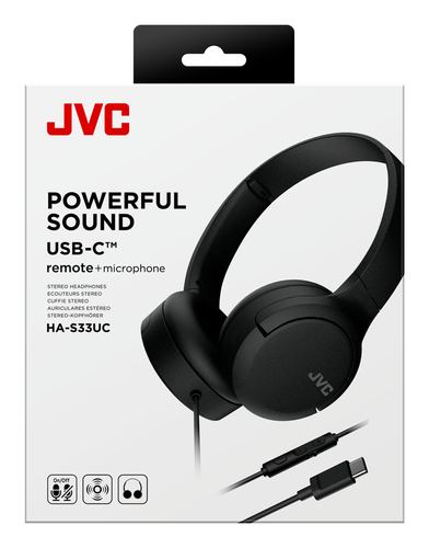 JVC HA-S33UC Headset Wired Head-band Calls/Music USB Type-C Black
