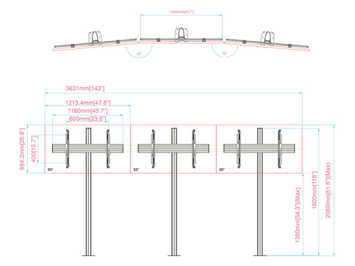 Multibrackets M Pro Series - Video Wall Floormount MBFMC3x1U