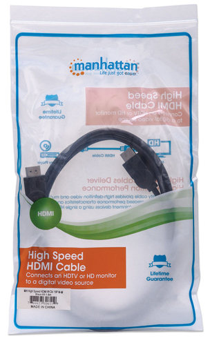 Manhattan HDMI 4K@30Hz Cable, 1.8m, Suitable for ALL 1080p/HD and majority of 4K uses (check your system 4K specification to be sure), Male to Male, Black, Ultra HD 4k x 2k, Lifetime Warranty, High Speed, Equivalent to HDMM6