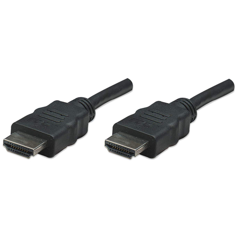 Manhattan HDMI Cable, 1080p@60Hz (High Speed), 7.5m, Male to Male, Black, Fully Shielded, Gold Plated Contacts, Lifetime Warranty
