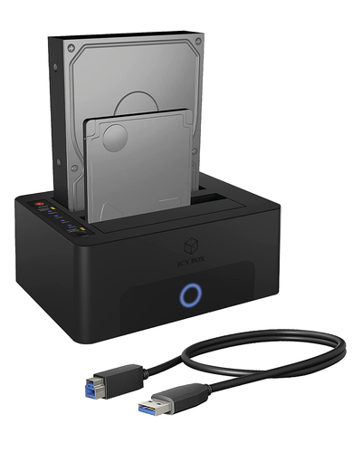 ICY BOX 2-bay Docking and Cloning Station for 2.5" or 3.5" SATA Drives to USB 3.0 Host