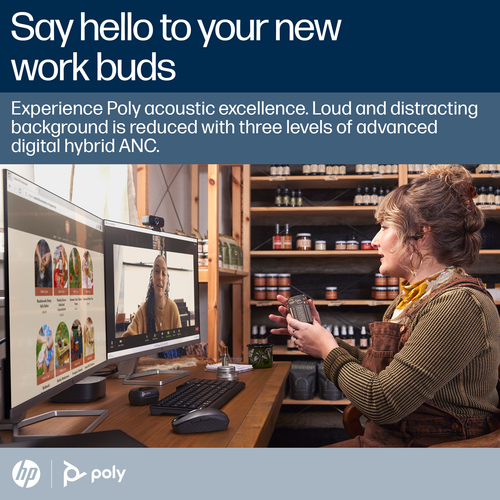 HP Poly Voyager Free 60+ UC Carbon Black Earbuds +BT700 USB-A Adapter +Touchscreen Charge Case