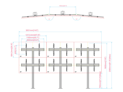 Multibrackets M Pro Series - Video Wall Floormount MBFMC3x2U