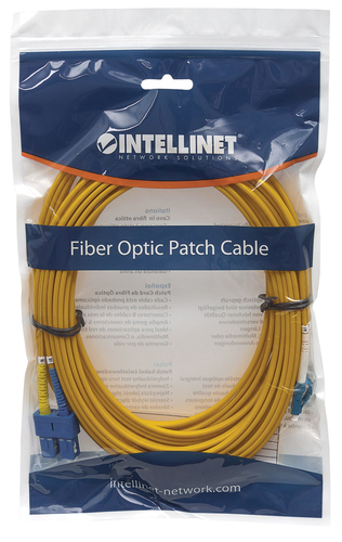 Intellinet Fiber Optic Patch Cable, OS2, LC/SC, 1m, Yellow, Duplex, Single-Mode, 9/125 µm, LSZH, Fibre, Lifetime Warranty