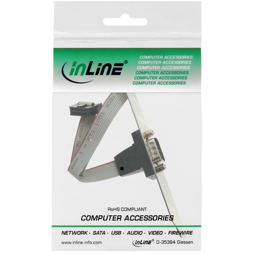 InLine Slot Bracket DB9 male to 10Pin internal female, 0.25m