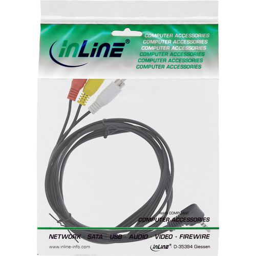 InLine Audio/Video Cable 3.5mm 4 Pin male / 3x RCA for Digital Camcorder 1.5m