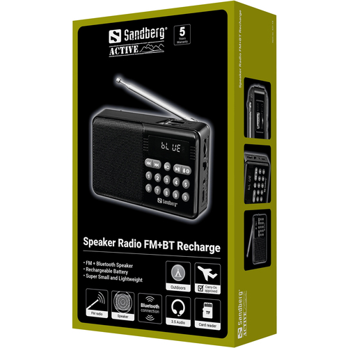 Sandberg Speaker Radio FM+BT Recharge
