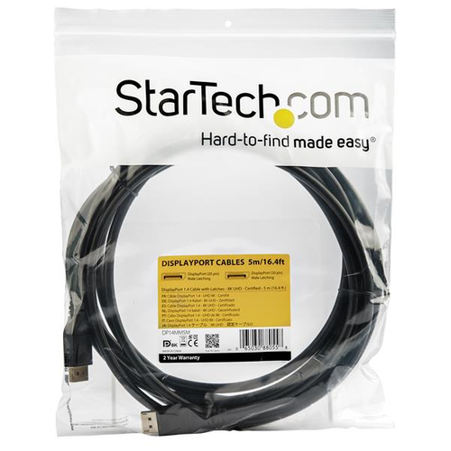 StarTech.com 16ft (5m) VESA Certified DisplayPort 1.4 Cable, 8K 60Hz HBR3 HDR, UHD DisplayPort to DisplayPort Monitor Cord, Ultra HD 4K 120Hz DP 1.4 Video Cable M/M DP Connector