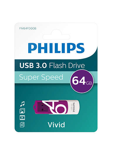 Philips FM64FD00B USB flash drive 64 GB USB Type-A 3.2 Gen 1 (3.1 Gen 1) Purple, White