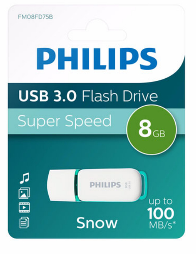 Philips FM08FD75B USB flash drive 8 GB USB Type-A 3.2 Gen 1 (3.1 Gen 1) Turquoise, White