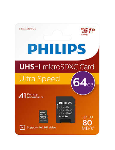 Philips FM64MP45B/00 memory card 64 GB MicroSDXC UHS-I Class 10