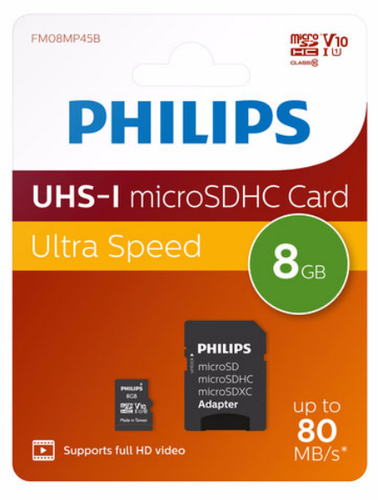 Philips FM08MP45B/00 memory card 8 GB MicroSDHC UHS-I Class 10