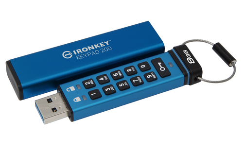 Kingston Technology IronKey 8GB Keypad 200, FIPS 140-3 Lvl 3 AES-256 Hardware Encrypted