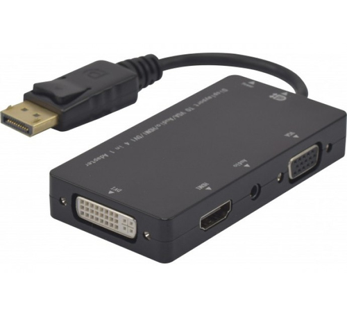 Hypertec 127377-HY video cable adapter DisplayPort DVI-D + VGA (D-Sub) + HDMI Black