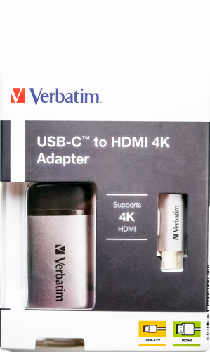 Verbatim 49143 video cable adapter 0.1 m USB Type-C HDMI Black, Silver