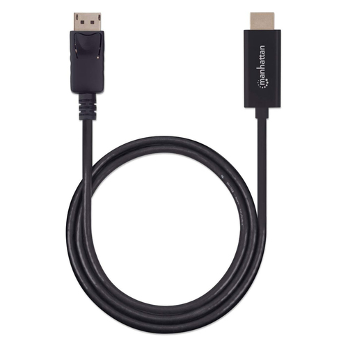 Manhattan DisplayPort 1.2 to HDMI Cable, 4K@60Hz, 1.8m, Male to Male, DP With Latch, Black, Not Bi-Directional, Three Year Warranty, Equivalent to 6F-DP-HDMI-4K60-HDR (except 20cm shorter)