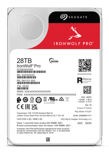 Seagate IronWolf Pro ST28000NT000 internal hard drive 28 TB 7200 RPM 512 MB 3.5" Serial ATA III