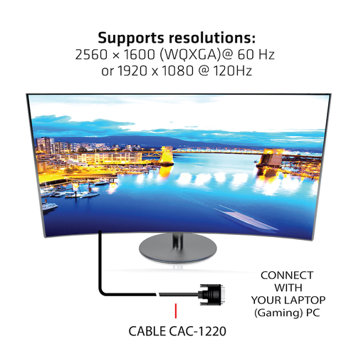 CLUB3D DVI-D Dual Link 24+1 M/M Cable 3m/9.84ft Bidirectional 28AWG