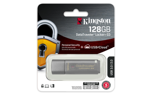 Kingston Technology DataTraveler Locker+ G3 USB flash drive 128 GB USB Type-A 3.2 Gen 1 (3.1 Gen 1) Silver