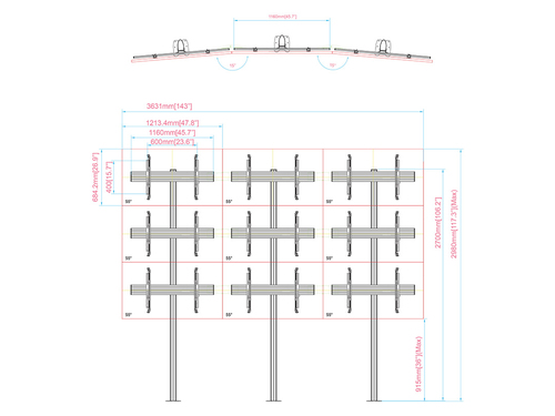Multibrackets M Pro Series - Video Wall Floormount MBFMC3x3U