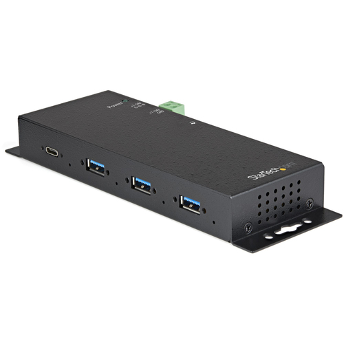 StarTech.com 4 Port USB C Hub 10Gbps - Metal Industrial USB Type-C Hub w/ 3xUSB-A & 1xUSB-C - ESD & Surge Protection - USB-C or USB-A Host - Self-Powered Mountable USB 3.2/3.1 Gen 2 Hub~4-Port USB C Hub 10Gbps - Metal Industrial USB Type-C Hub w/ 3xUSB-A & 1xUSB-C - ESD & Surge Protection - USB-C or USB-A Host - Self-Powered Mountable USB 3.2 Gen 2 Hub