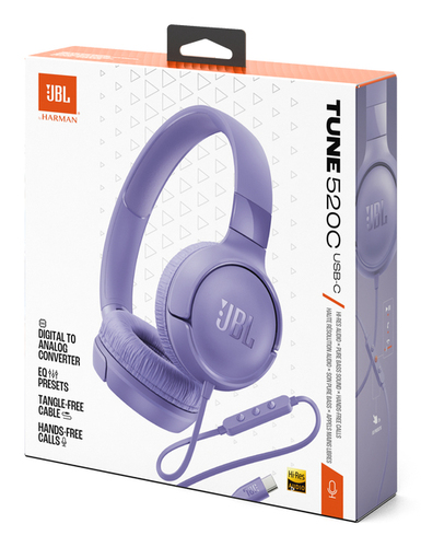 JBL Tune 520C USB-C Headphones Wired Head-band Calls/Music USB Type-C Lilac