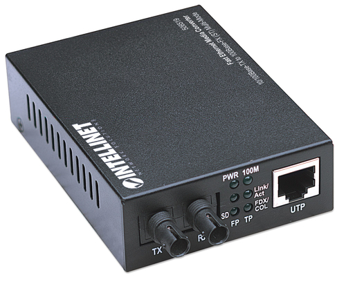 Intellinet Fast Ethernet Media Converter, 10/100Base-Tx to 100Base-Fx (ST) Multi-Mode, 2 km (1.24 mi)